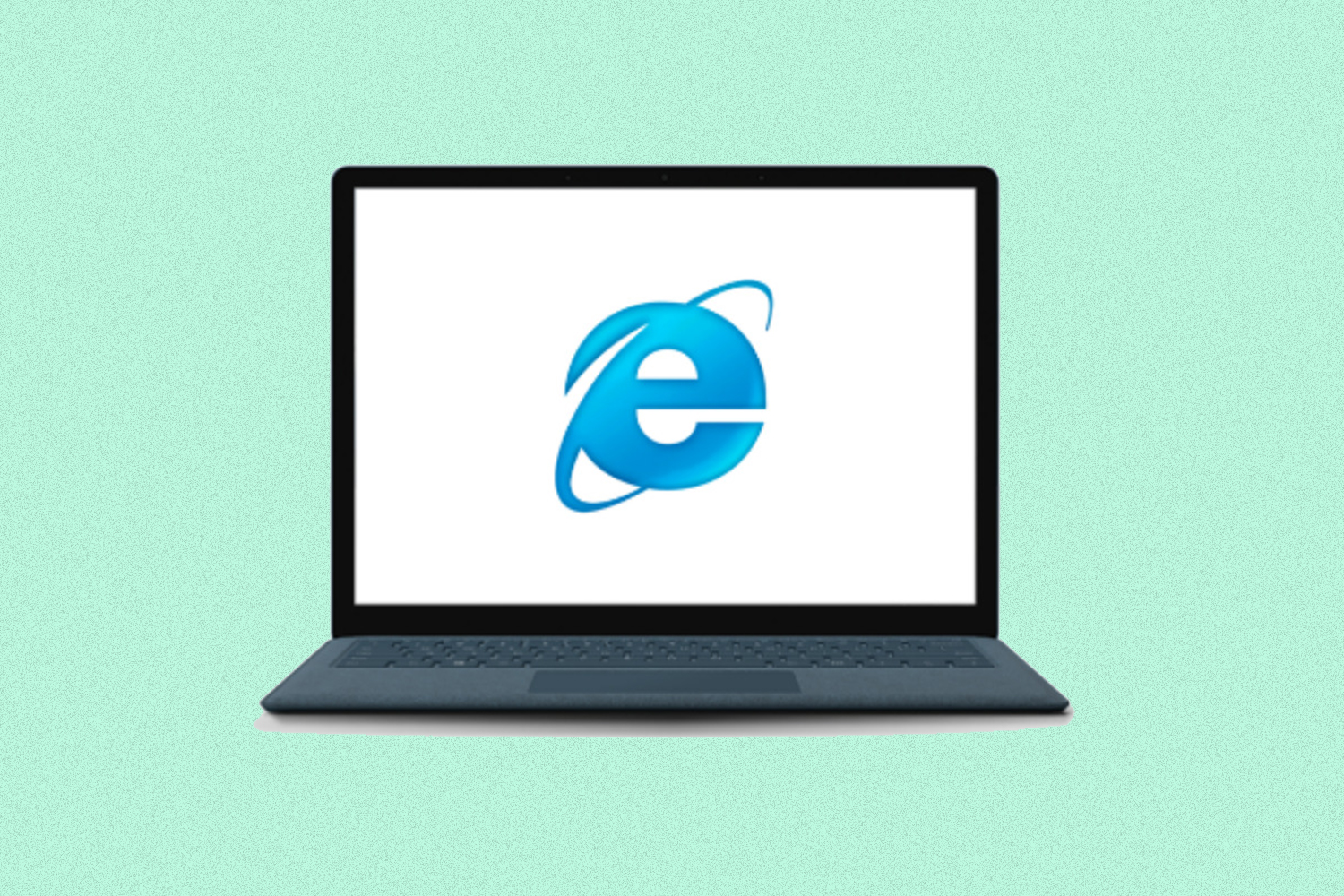 Internet Explorer browser logo on a laptop computer