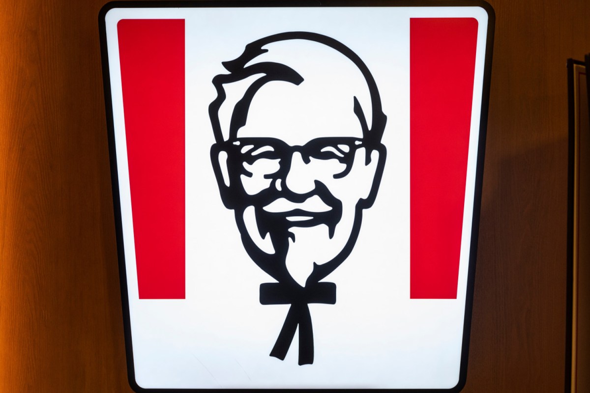 KFC logo: Colonel Sanders on a red and white fried chicken bucket
