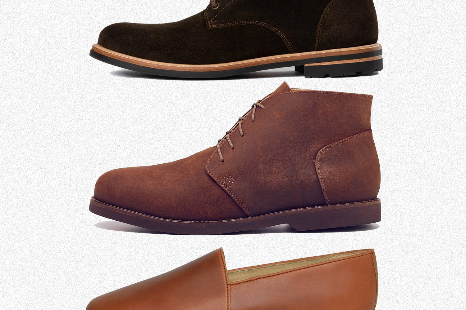 Nisolo Alejandro Slip-On, Andres All-Weather Boot and Chavito Chukka Boot