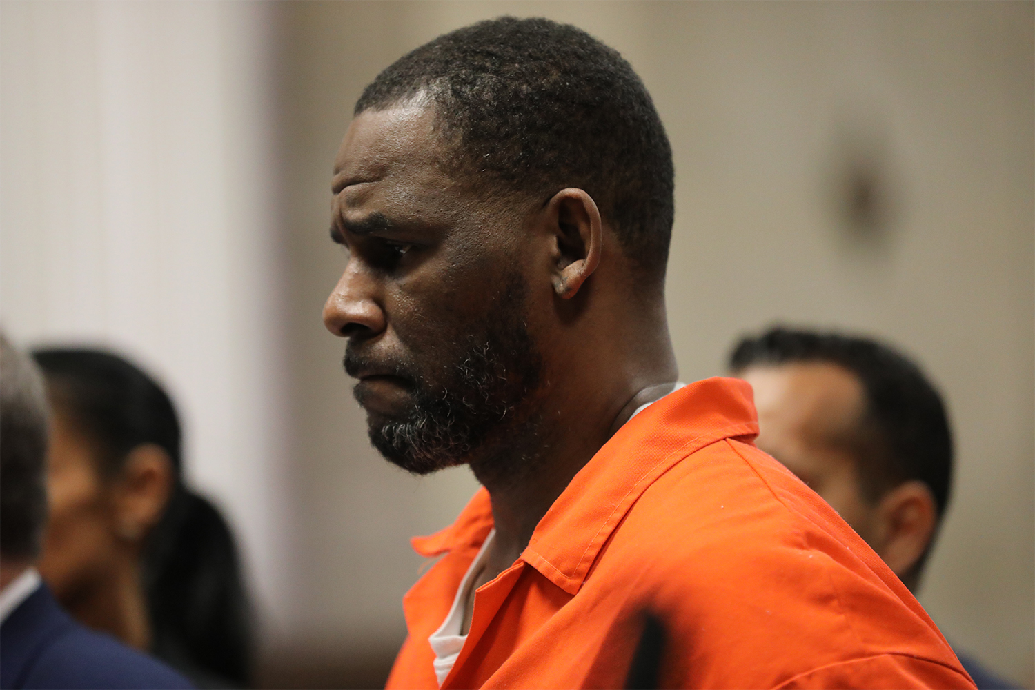 R. Kelly appears during a hearing at the Leighton Criminal Courthouse on September 17, 2019 in Chicago, Illinois. Kelly is facing multiple sexual assault charges and is being held without bail