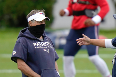 Head coach Bill Belichick of the New England Patriots during training camp.