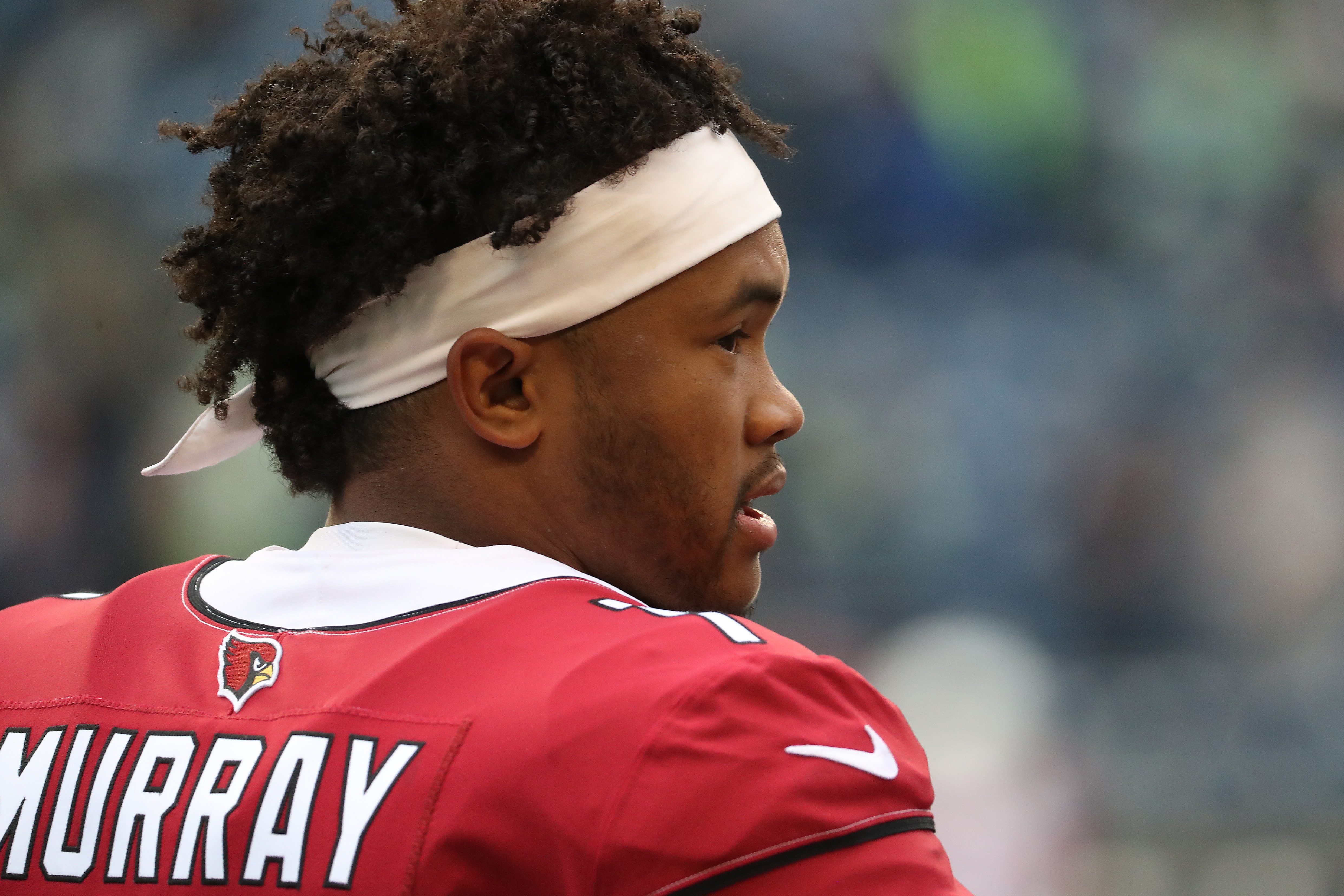 Kyler Murray of the Arizona Cardinals looks on prior to taking on the Seattle Seahawks. (Abbie Parr/Getty)