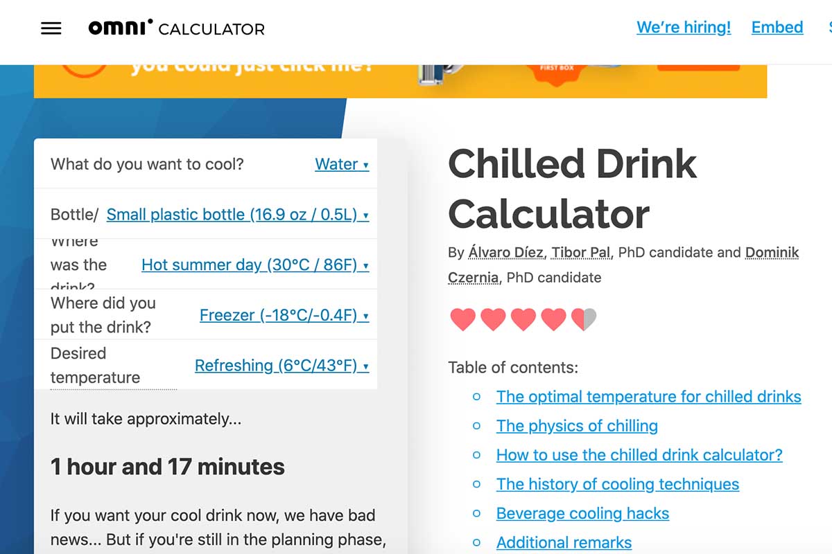 Omni Chilled Drinks calculator