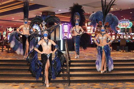 Las Vegas showgirls at Bally's Las Vegas reopening on July 23