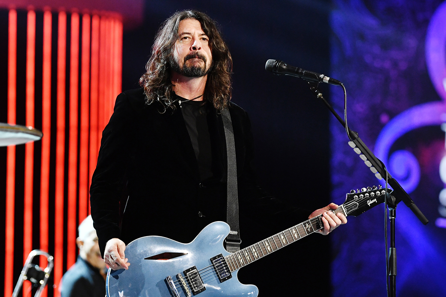 Dave Grohl of Foo Fighters performing during the Prince tribute at the Grammy Awards in 2020