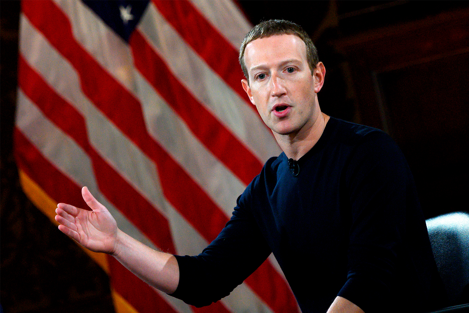 Facebook founder Mark Zuckerberg speaks at Georgetown University in October 2019
