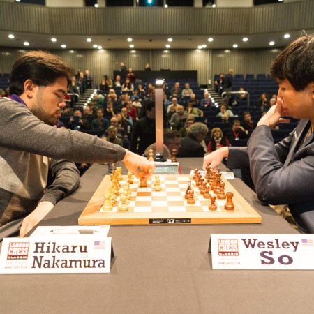 Chess players Hikaru Nakamura (L) and Wesley So (R) complete in the London Chess Classic in London, United Kingdom on December 9, 2016. The Grand Chess Tour offers £450,000 in prize money and has staged tournaments in Paris, Leuven and St Louis.