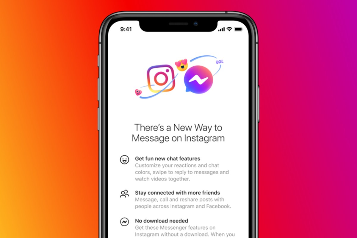 A phone opened up to Instagram and Facebook Messenger