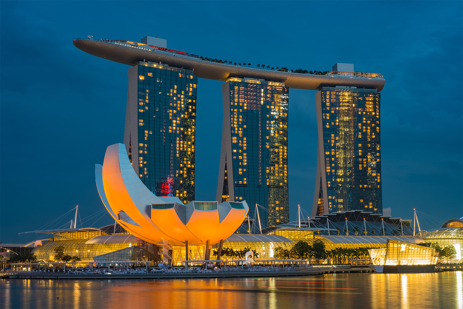 The Marina Bay Sands hotel in Singapore at night