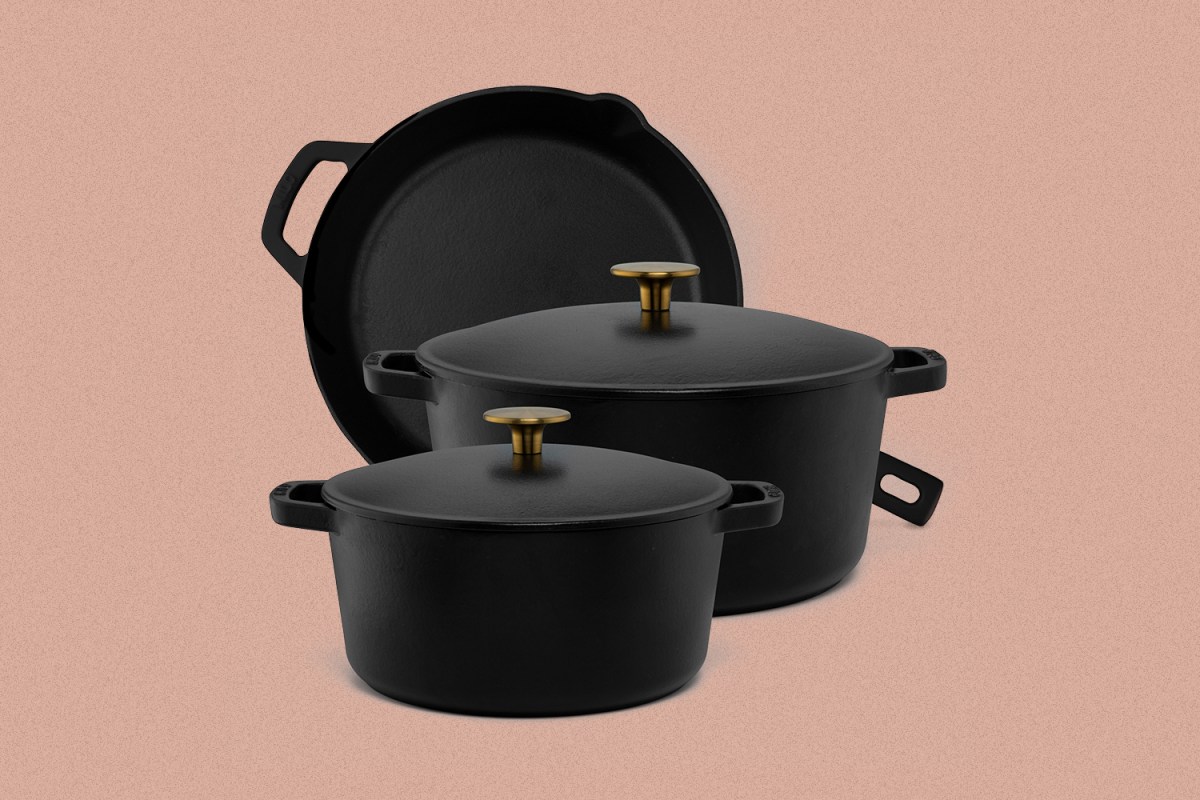 Two Dutch ovens and a cast iron skillet from Milo