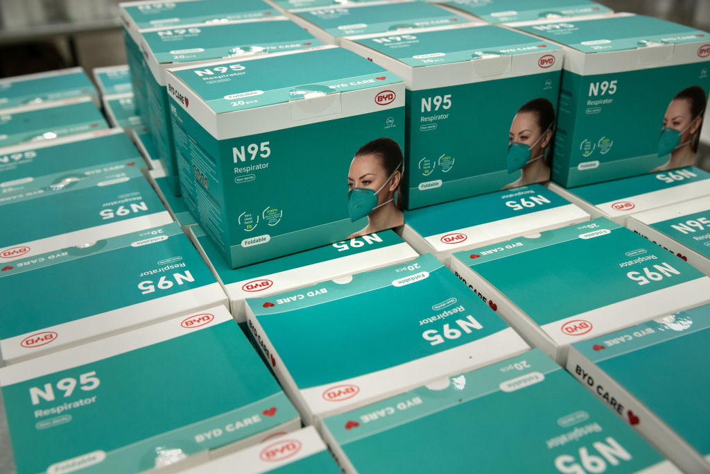 Boxes of N95 masks.