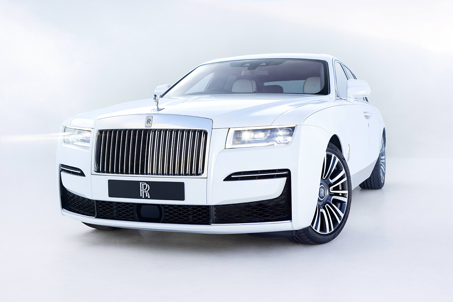 The new 2021 Rolls-Royce Ghost car in white