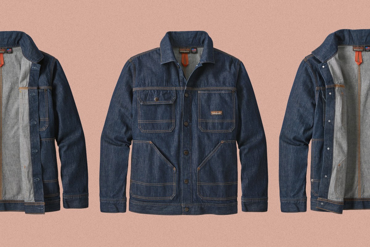 The exterior and interior of the Patagonia Steel Forge Denim Jacket