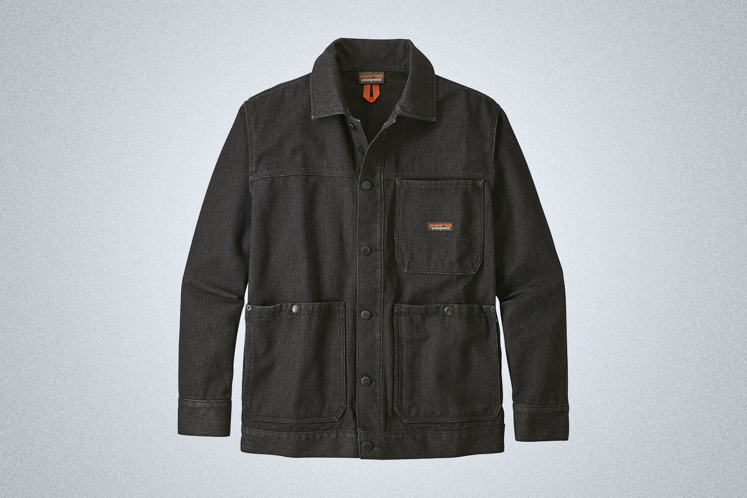 a grey Patagonia Chore Coat on a grey background