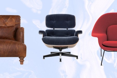 The Cisco Home Acacia leather chair, the Eames Lounge Chair and the Womb Chair