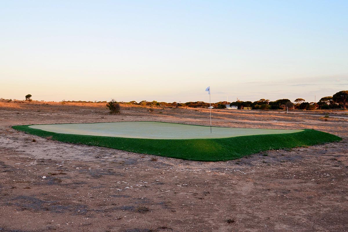 Hole number four, the Wombat Hole, at Nullarbor Links, the world's longest golf course in Australia