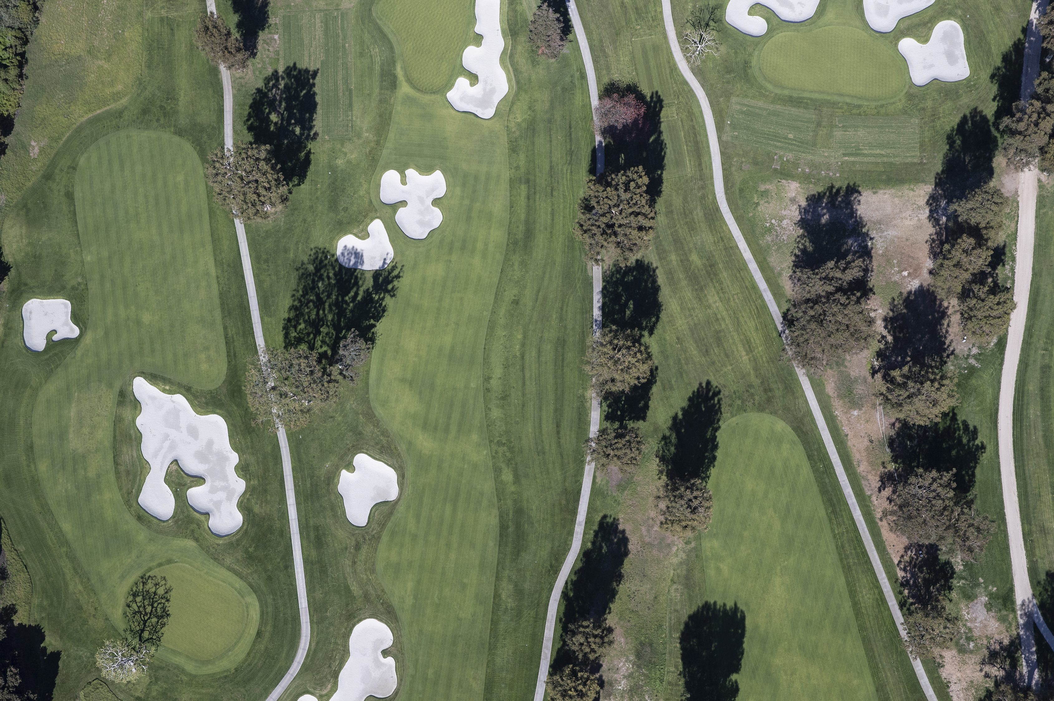 An aerial view of Riviera Golf Course in Los Angeles.