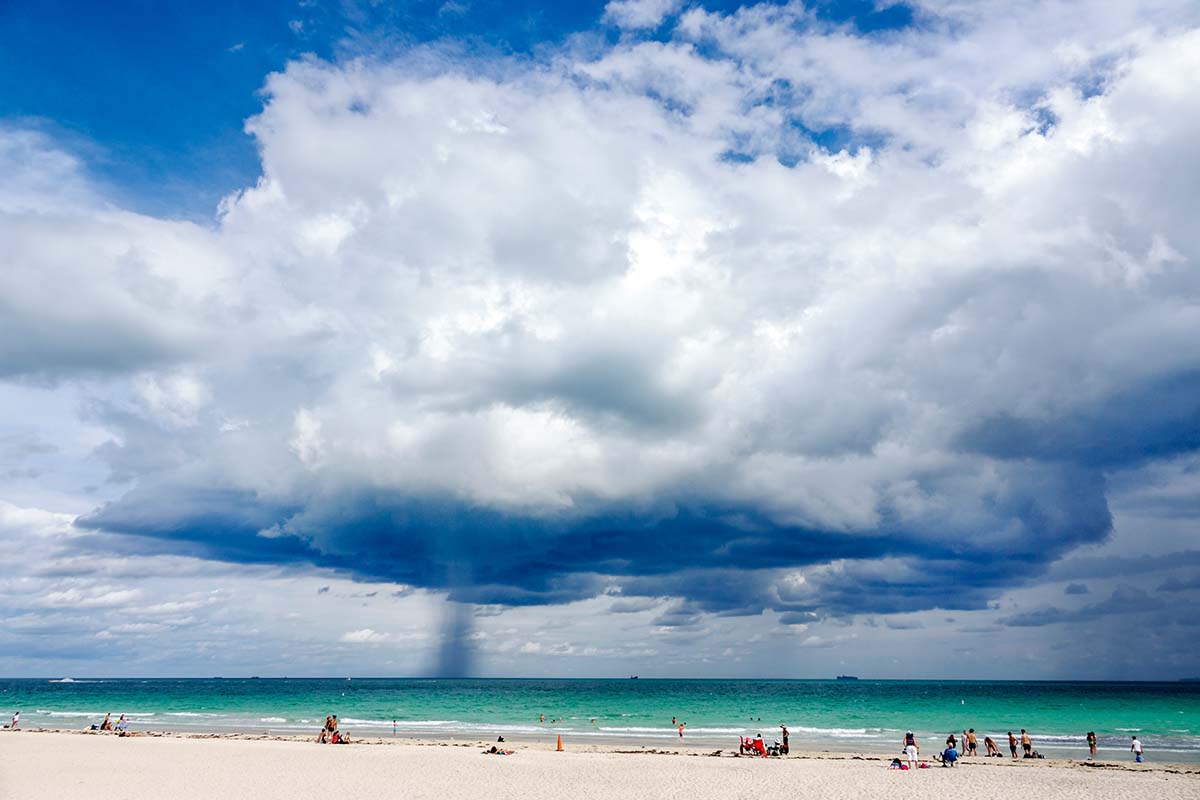 Clouds over the ocean on a beach in Miami