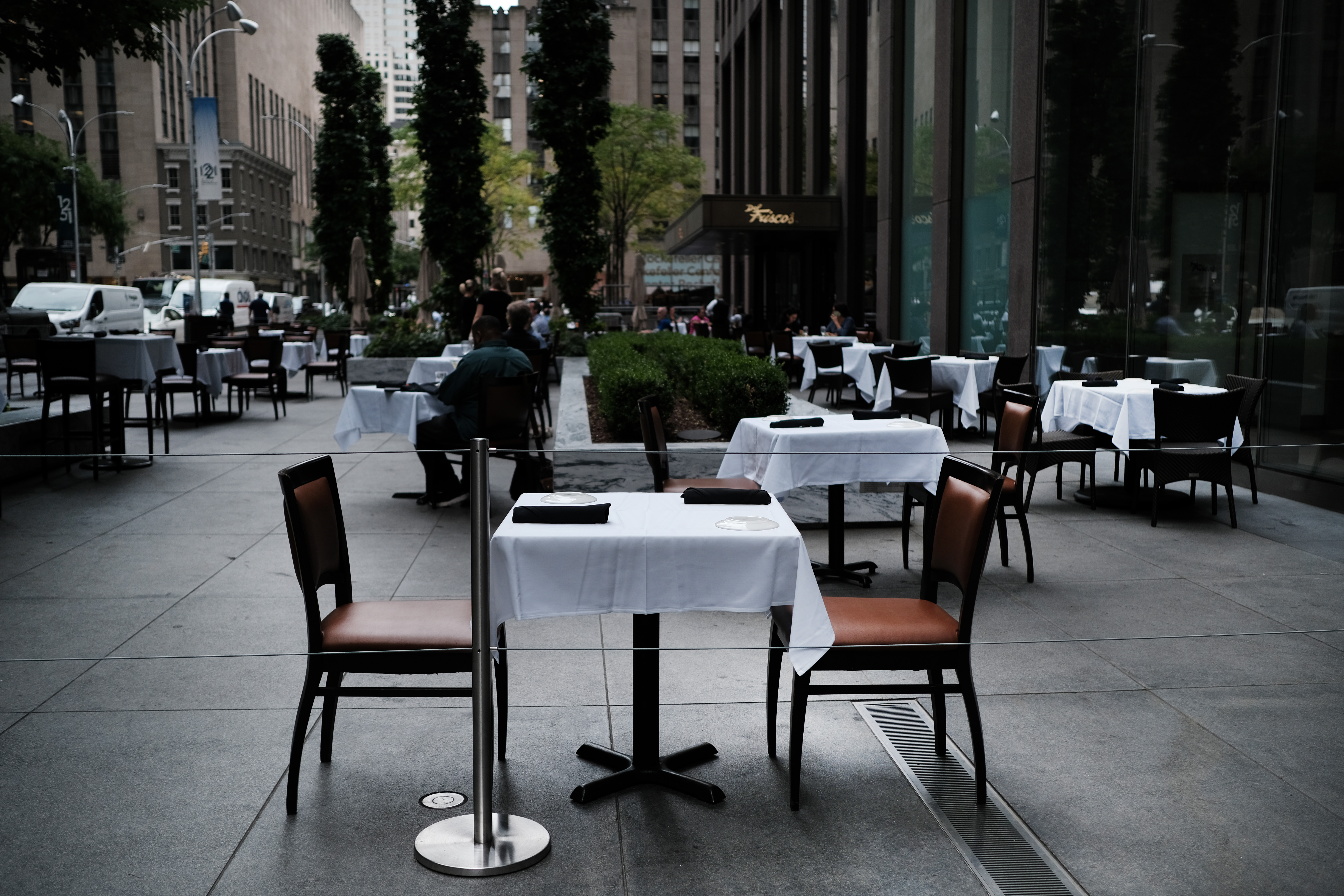 empty outdoor dining table in new york