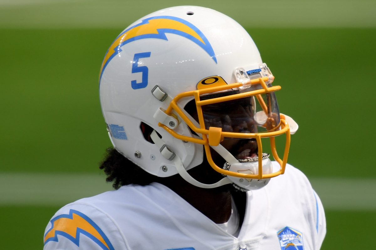 Tyrod Taylor of the Los Angeles Chargers before he was ruled out on Sunday.
