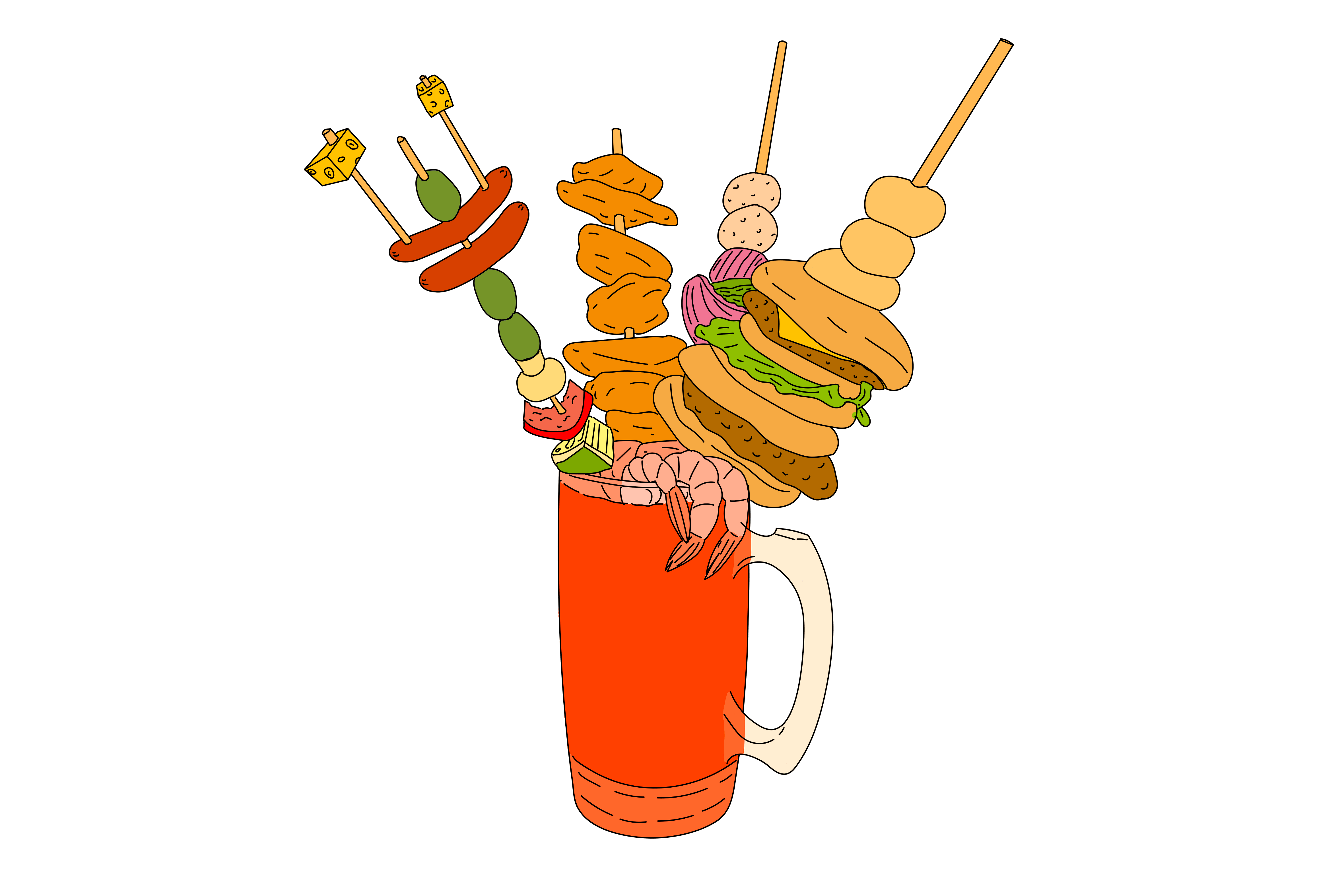 A Bloody Mary, with all the accoutrements.