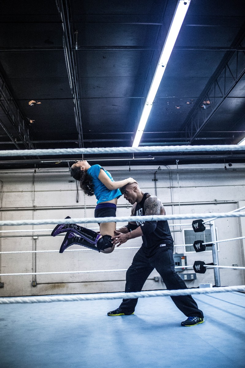 “This was during a time when DJ was coming back to the WWE and we were setting up rings so he could train to get back into shape as he was starting to work with John Cena at the time,” Garcia says. “So Simone, his daughter, this was her just wanting to just get a little time with him and learn. Even at a young age, she just wanted him to teach her some stuff. He was teaching her how to do a headbutt with flare. It was just a cool moment. He had already had his ring time with some of the guys that he was going through the paces with And she had been waiting her turn. You could tell she's a great athlete, just like dad. It's been a while since we've been around a wrestling ring, but during those days when he was ramping up for matches with John and CM Punk and so forth, she would pop up whenever she could.”