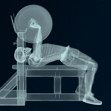 xray of man bench pressing