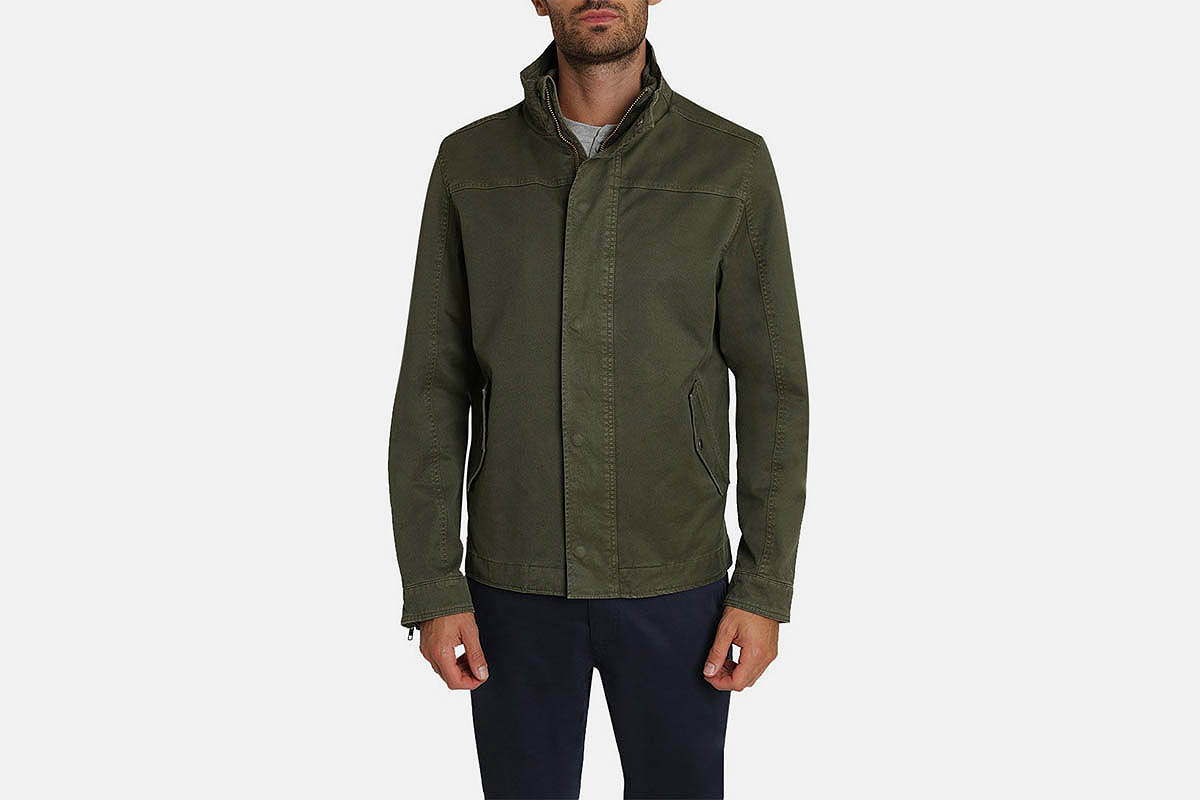 Jachs Green Stretch Canvas Lined Field Jacket on sale