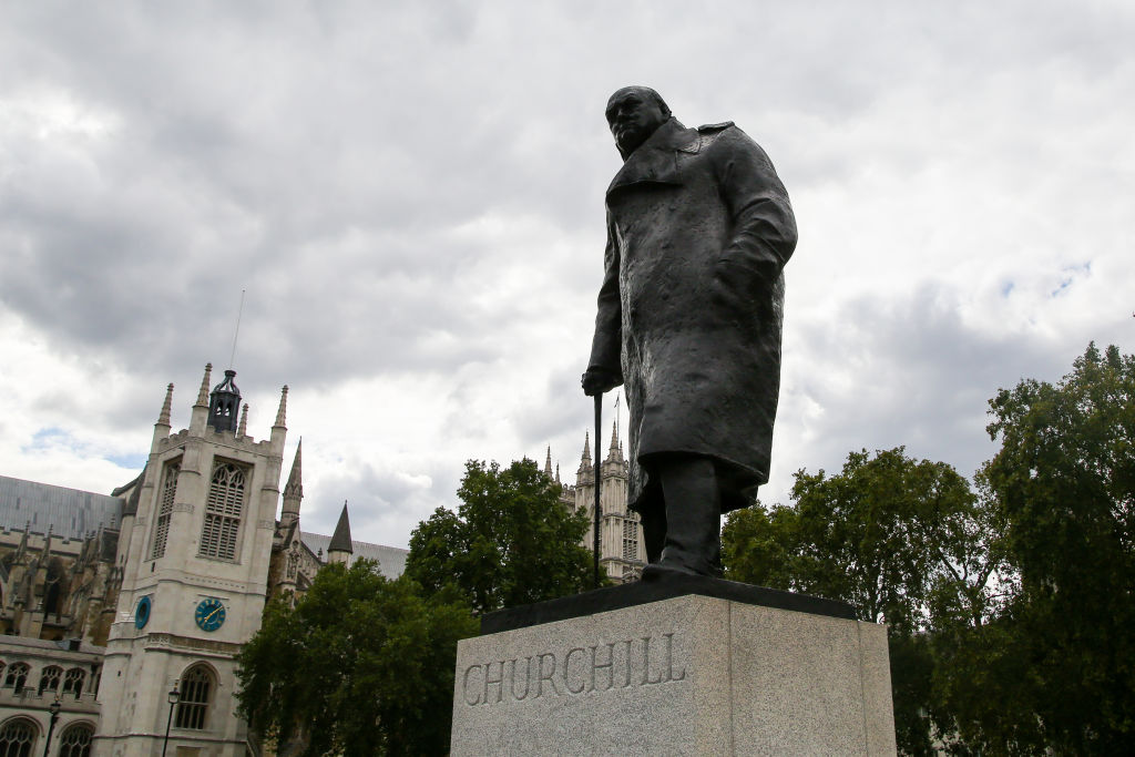 The statue of Sir Winston Churchill in Parliament Square