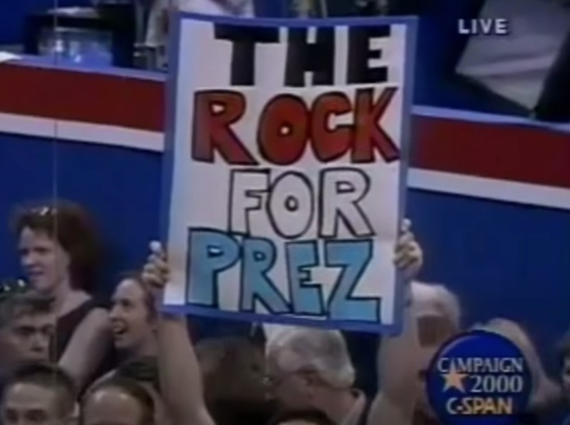 "The Rock For Prez" sign