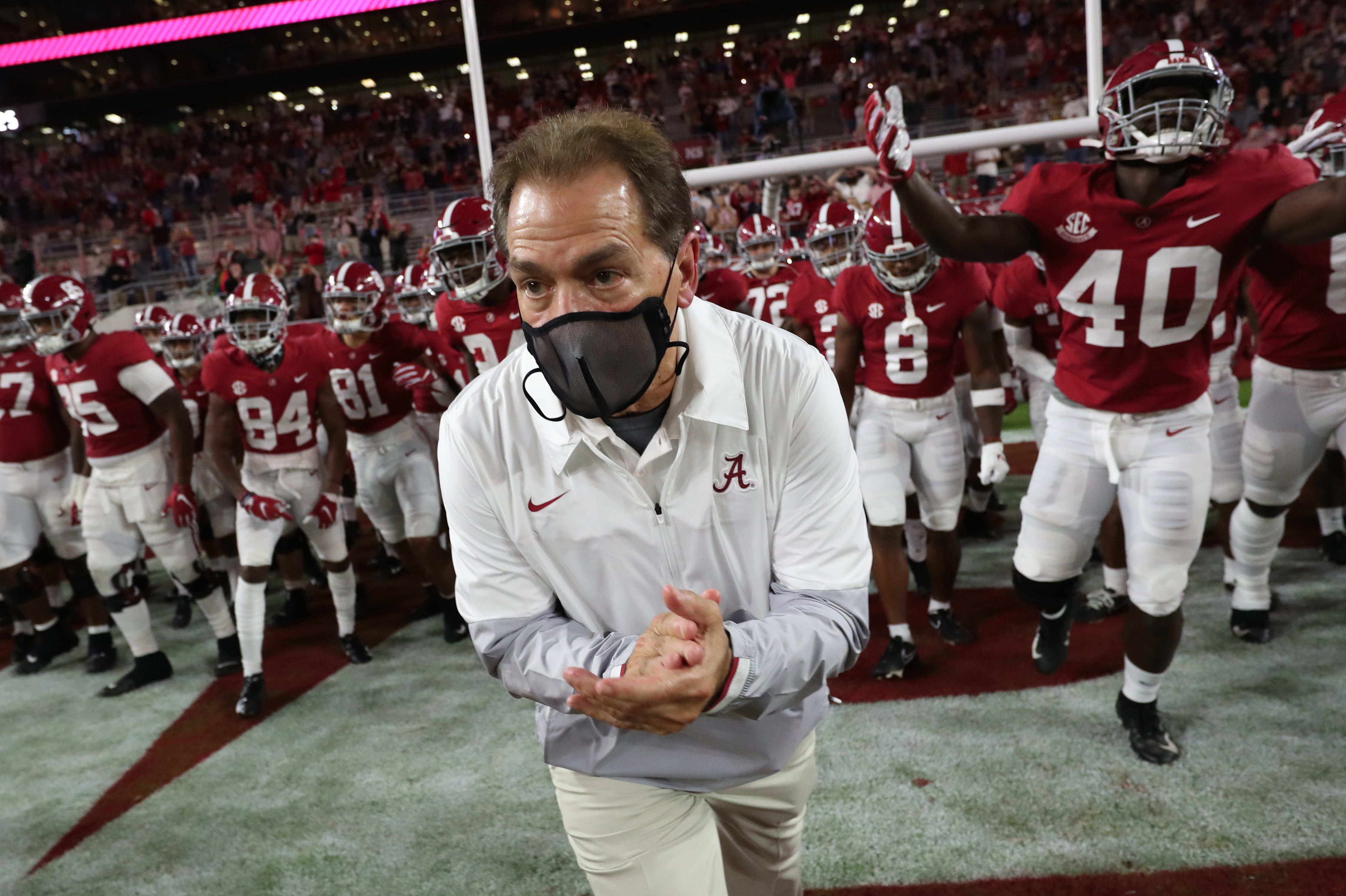 How Alabama S Nick Saban Made Ga Game After Positive Covid 19 Test Insidehook Nick Saban Running Onto Field 2022 National Championship
