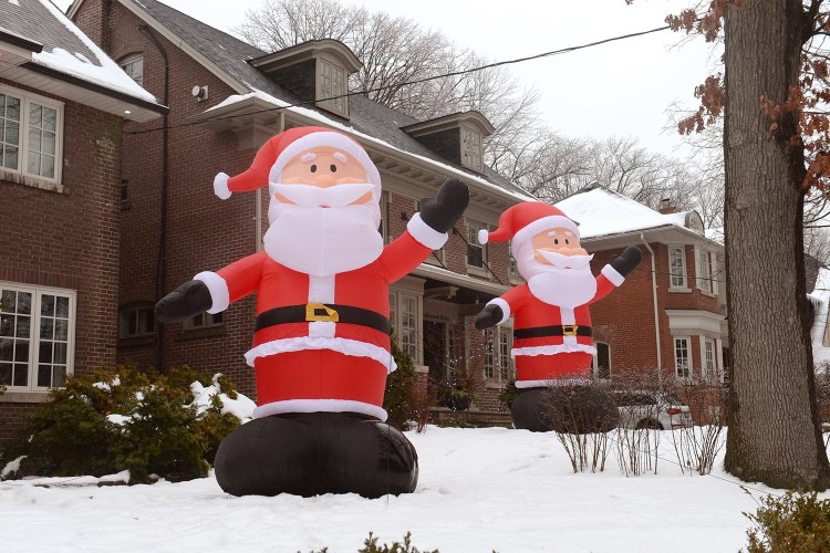 Inflatable Santas of Kringlewood in Toronto, Canada