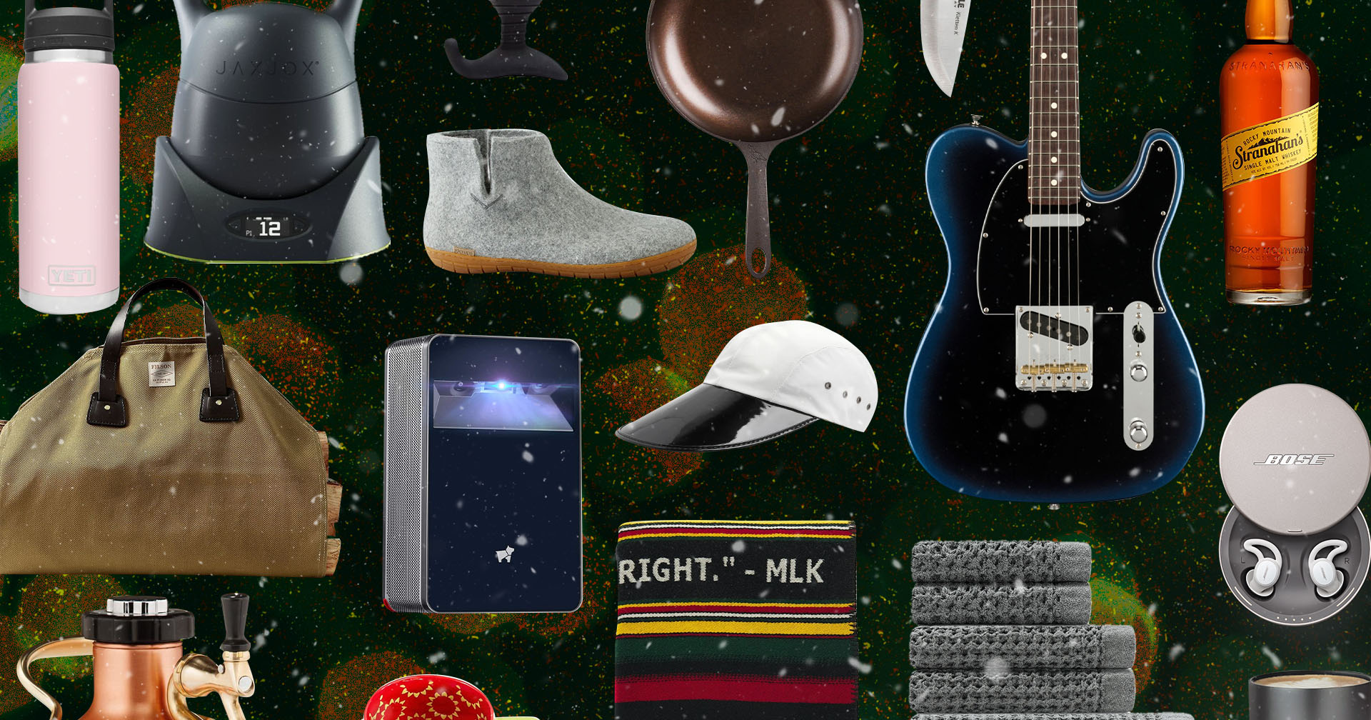 all types of items to gift, booze, guitars, booties, knives, technology etc.