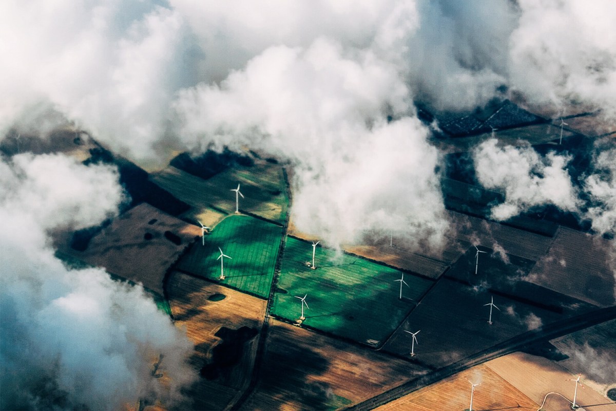 aerial photo wind farm
