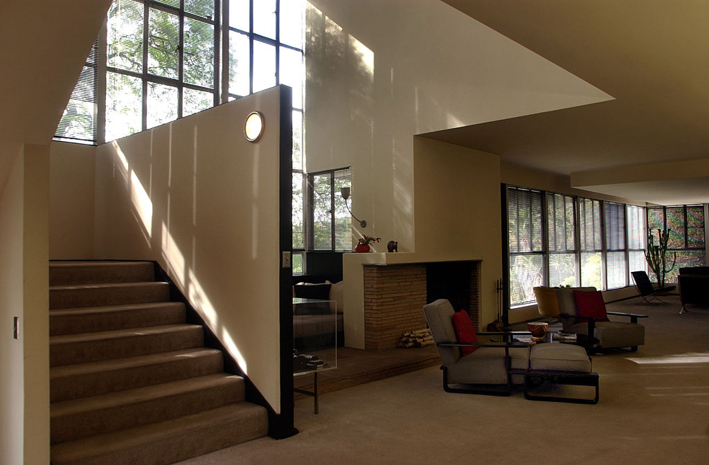 A wide look inside the living area at Bettie Topper's Neutra's Lovell house, Friday morning in Silve