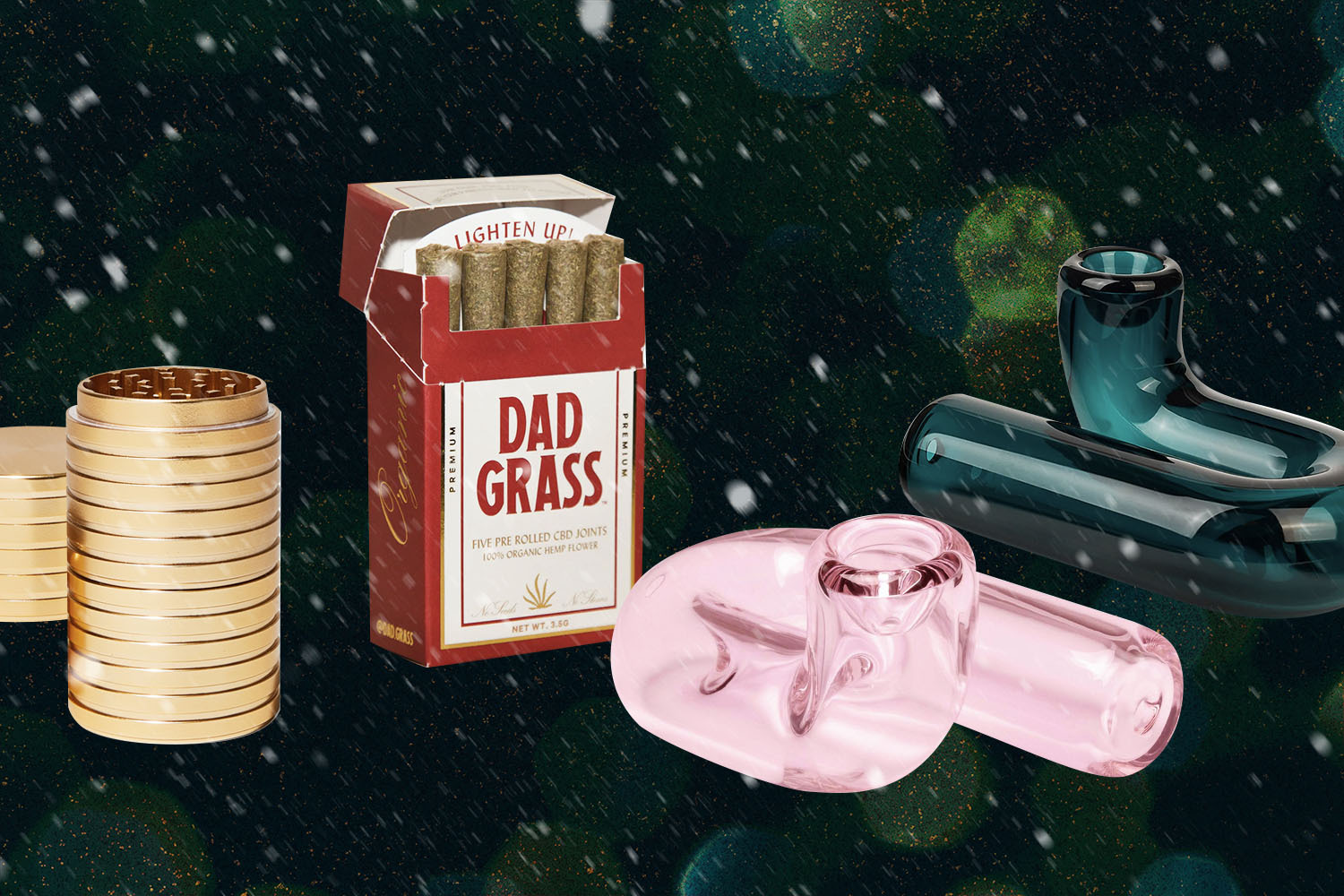 a collage of the best stoner gifts on a purple gradient background