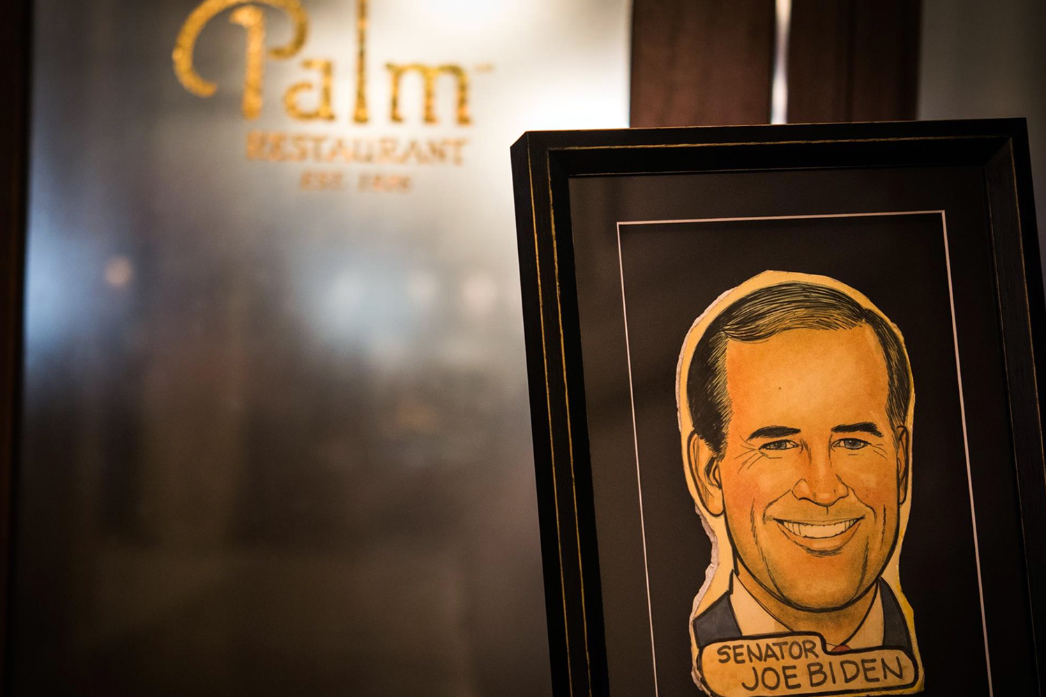 Biden's honorary caricature at The Palm.
