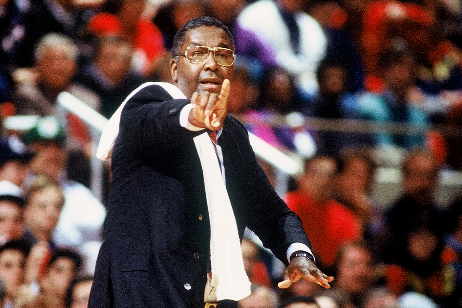 Coach John Thompson during a game against UConn in 1990. 