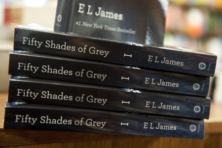 Stack of "Fifty Shades of Grey" books