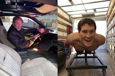 David Hasselhoff Knight Rider car and 14-foot statue