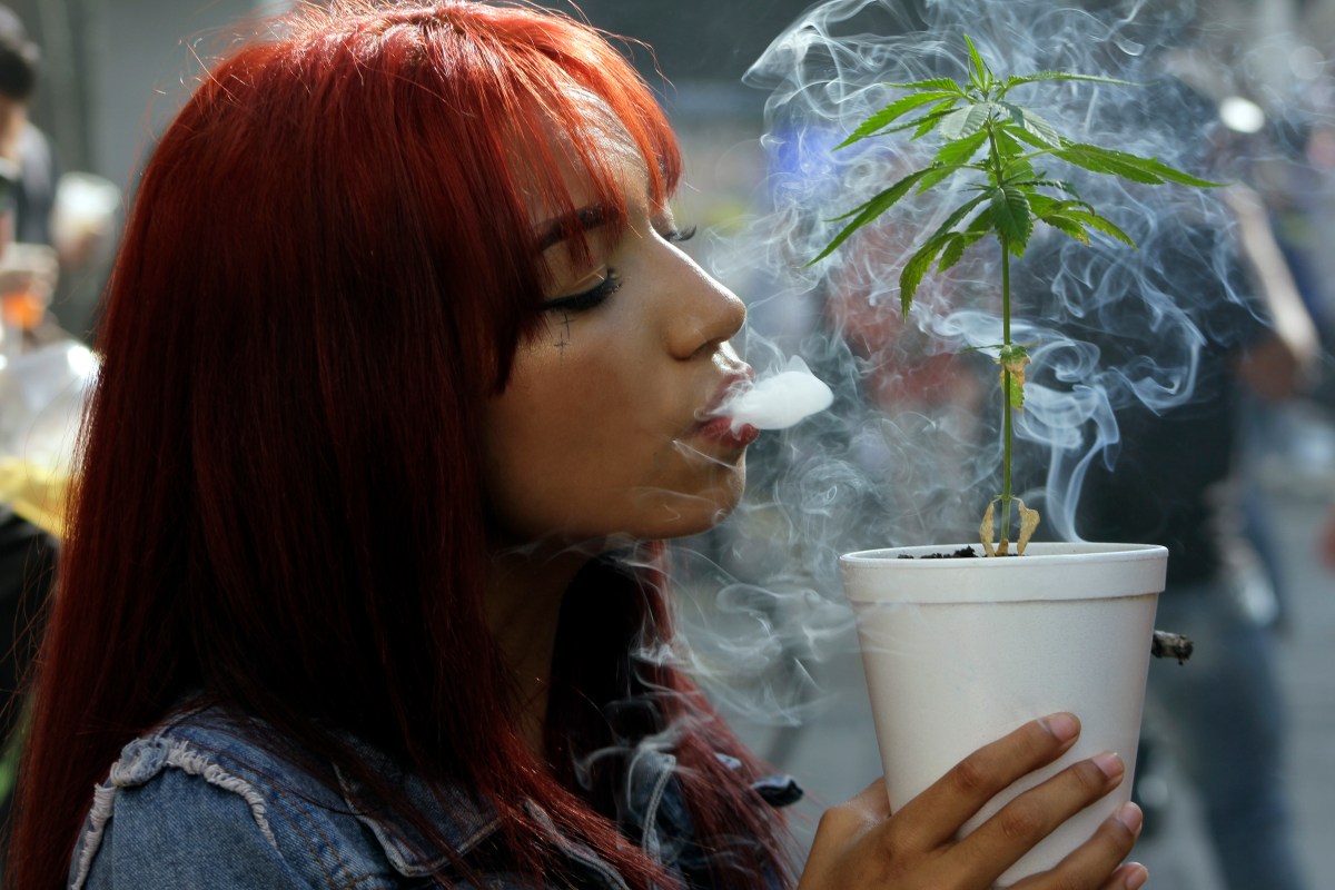 woman smoking marijuana