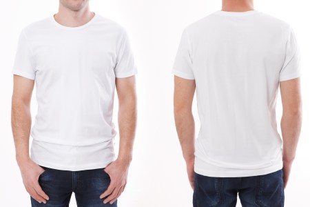 front and back shots of man wearing a T-shirt