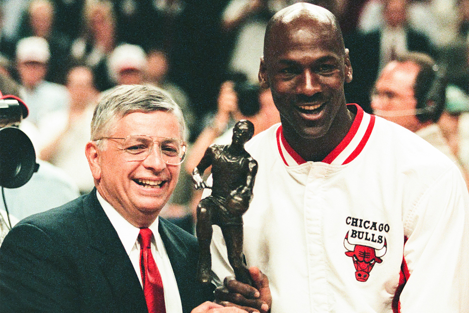 David Stern presenting Michael Jordan with the MVP award in '96