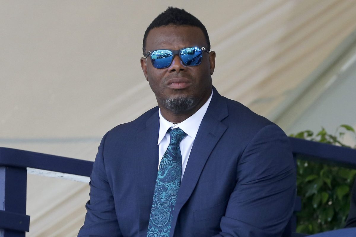 Ken Griffey Jr. attends the Baseball Hall of Fame induction ceremony