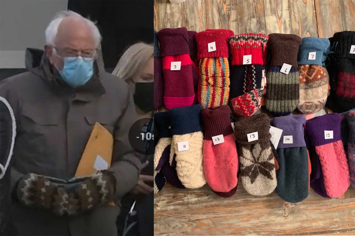 Bernie Sanders’ Inauguration Mittens Are Made From Recycled Wool by a Vermont Teacher Because of Course They Are