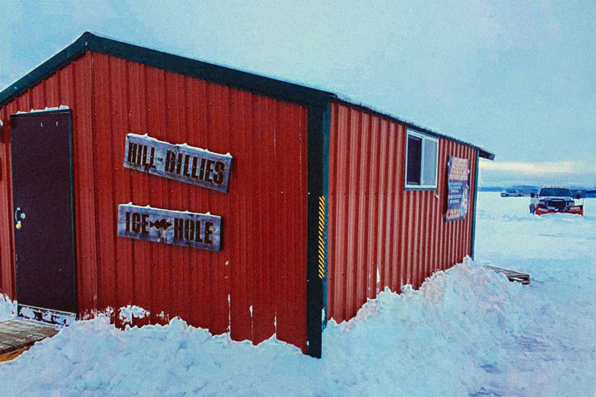 Hillbillies Ice Hole on Lake Lida in Minnesota