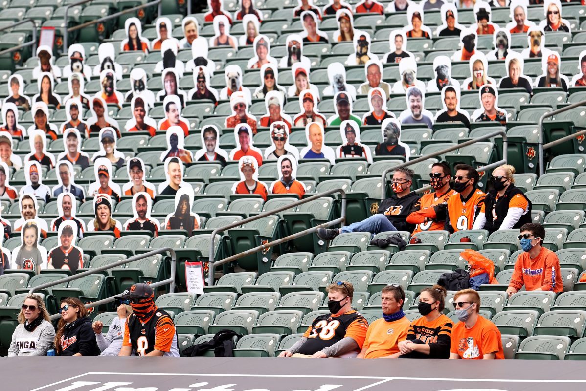 Fake and real crowd during NFL Bengals vs Jaguars game