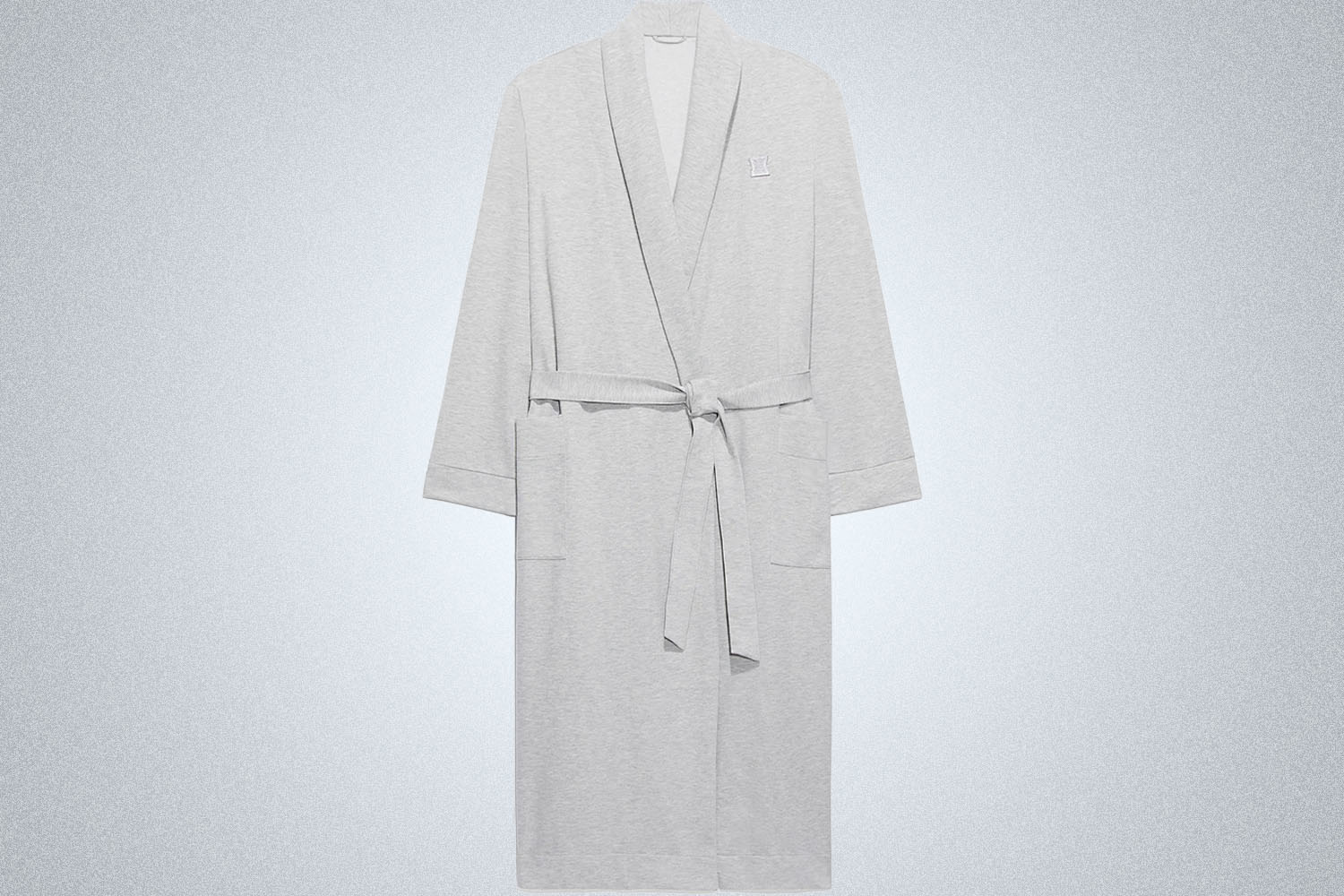 best men's lingerie: grey french terry robe from Savage X Fenty on a grey background