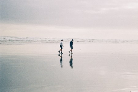 couple walking on a beach