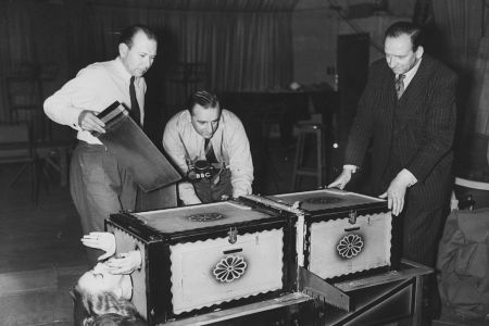 Magician sawing a woman in half